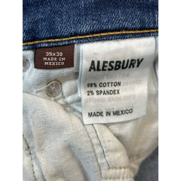 Alesbury Jeans Mens 35x30 Blue Denim Straight Fit Stretch Medium Wash - Picture 4 of 6